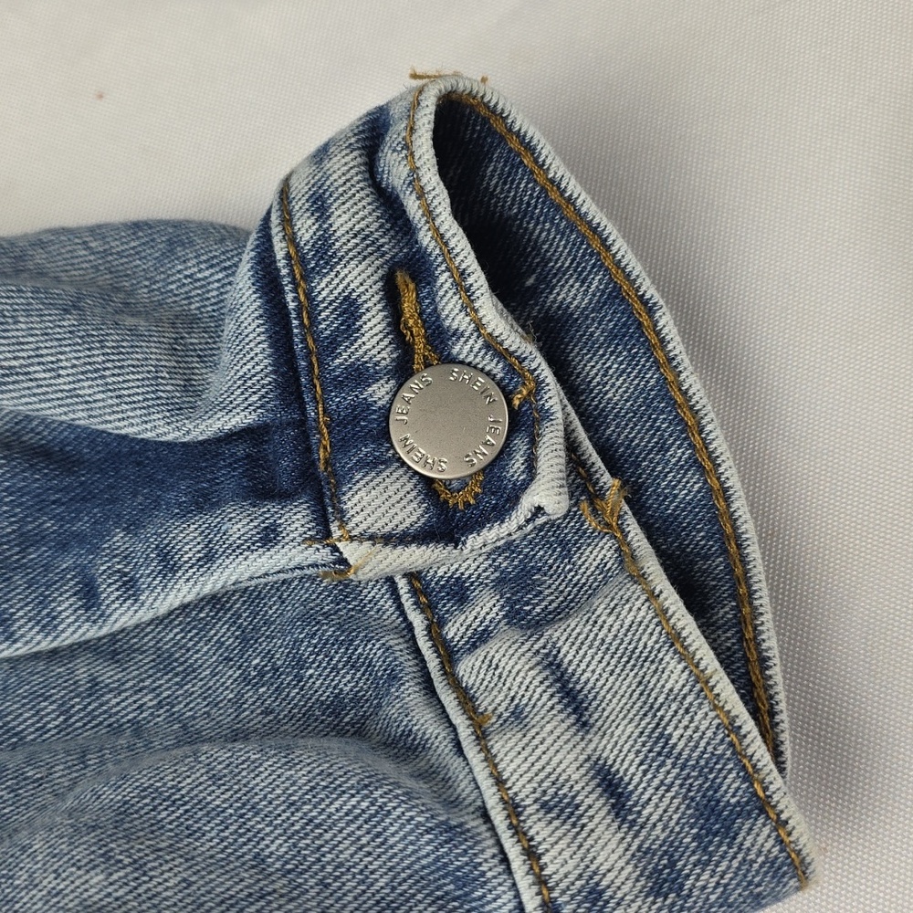 Shein Women's Juniors Blue Denim Cropped Jacket Buttons V-Neck Sz‎ M EUC - Picture 7 of 10